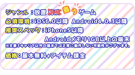 ジャンル：放置養うゲーム 3月リリース予定